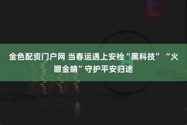 金色配资门户网 当春运遇上安检“黑科技” “火眼金睛”守护平安归途